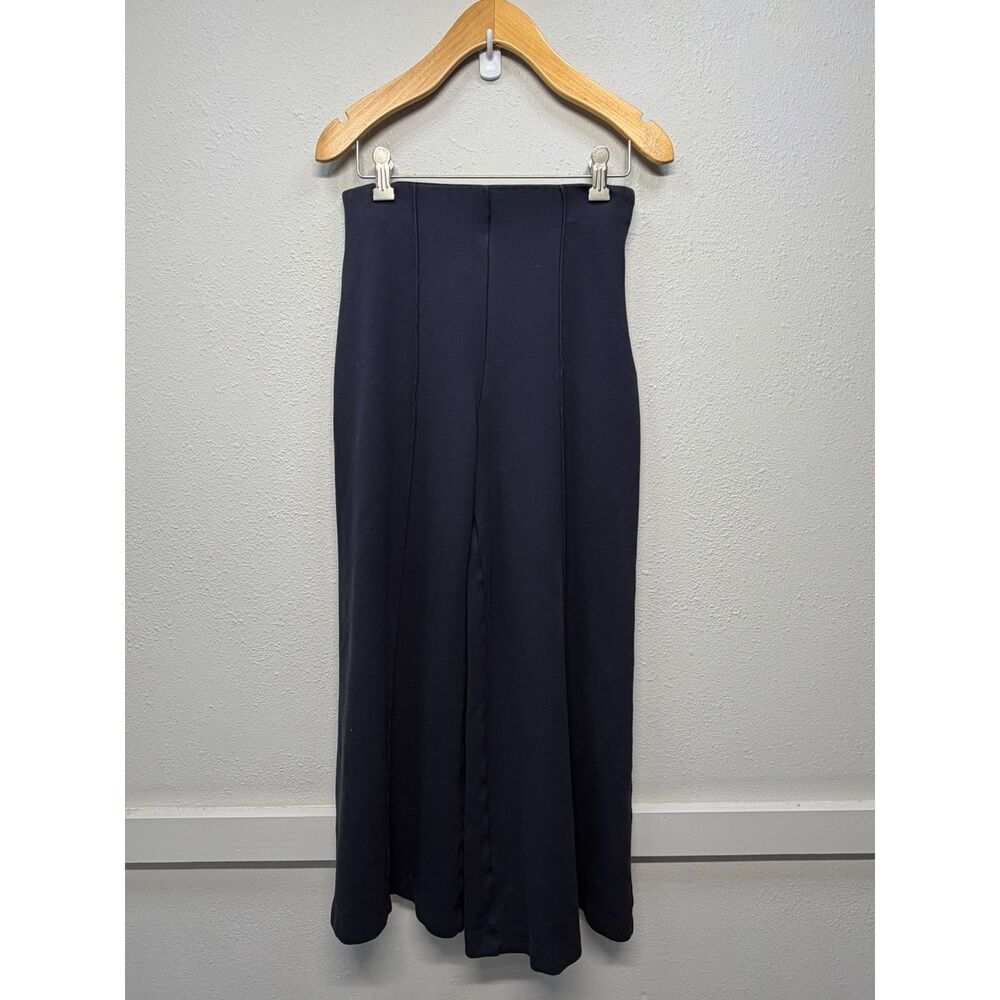 Quince Ultra Stretch Navy Blue Wide Leg Ankle Pants Size Small